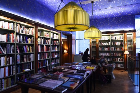 Books on shelves at Albertine