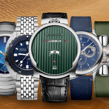 Moser Streamliner Small Seconds; Doxa SUB 300β Seddiqi Edition 2023; De Bethune DBD Evergreen; MB&F HM11 Architect