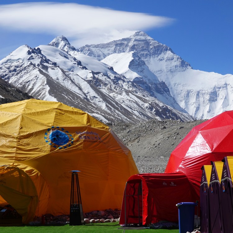 Base camp on the north slope of Mount Everest.