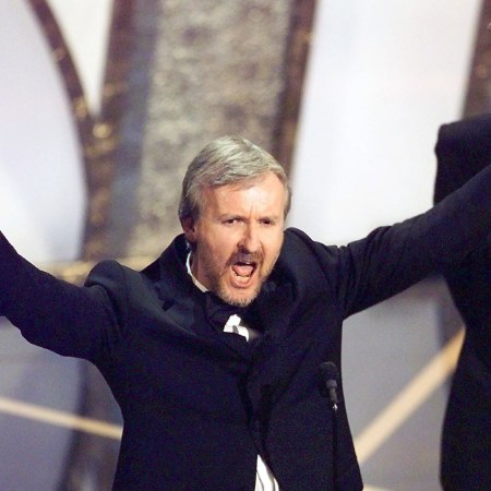 James Cameron winning an Oscar for "Titanic." A lucky buyer also just won the door from the movie at auction, for over $700,000.