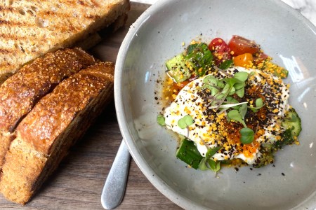 Burrata Salad with slices of bread