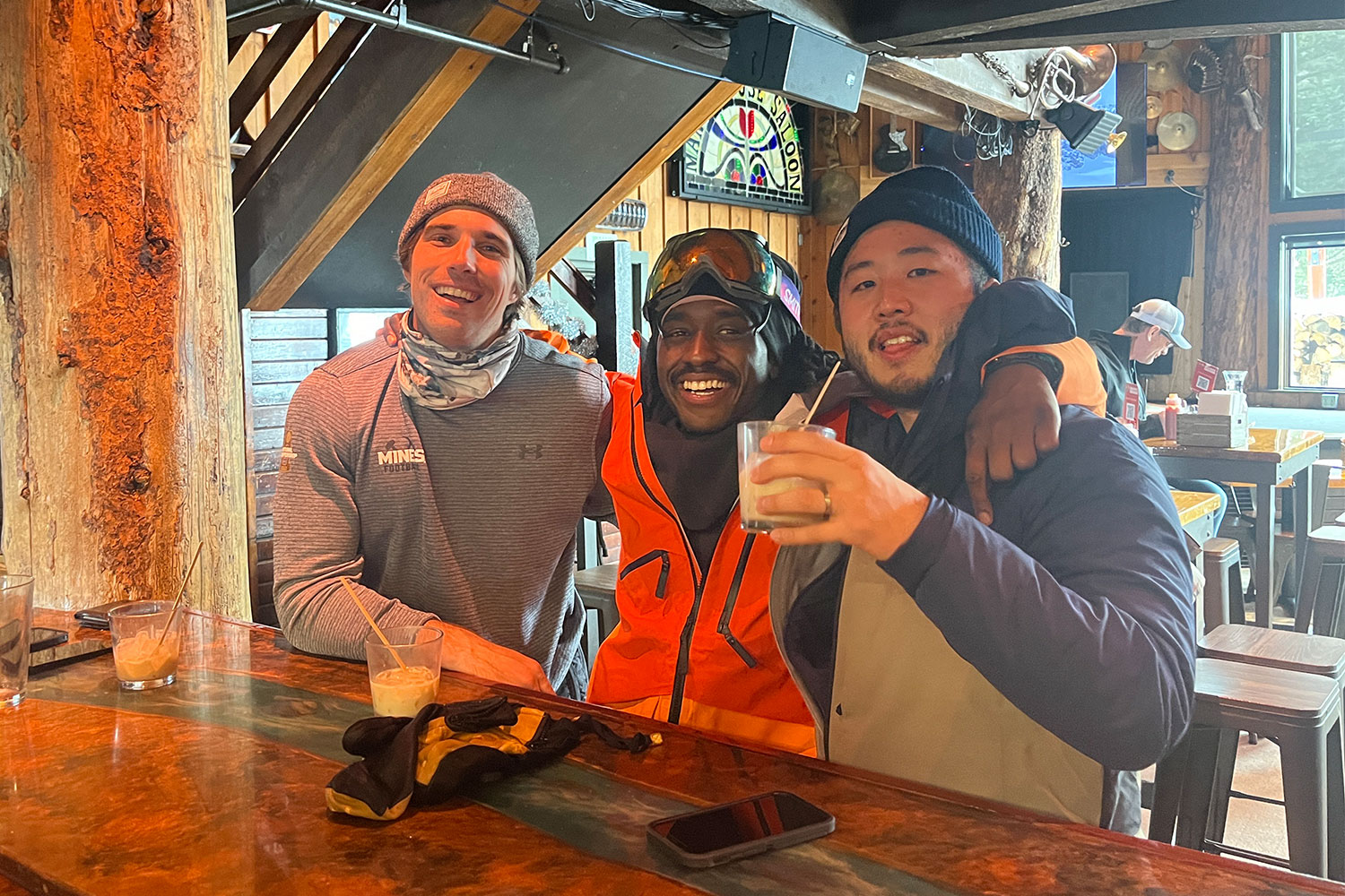 The writer Joe Kanzangu with his friends in Jackson Hole, Wyoming